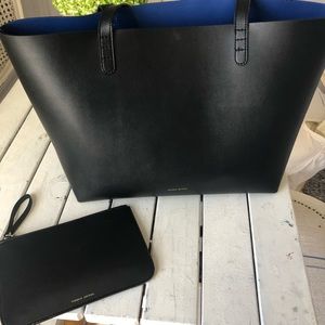 Mansur Gavriel black leather tote large w/pouch